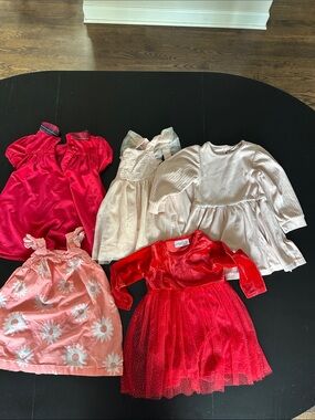 Girls Mixed Dresses Lot - Red, Pink, Cream